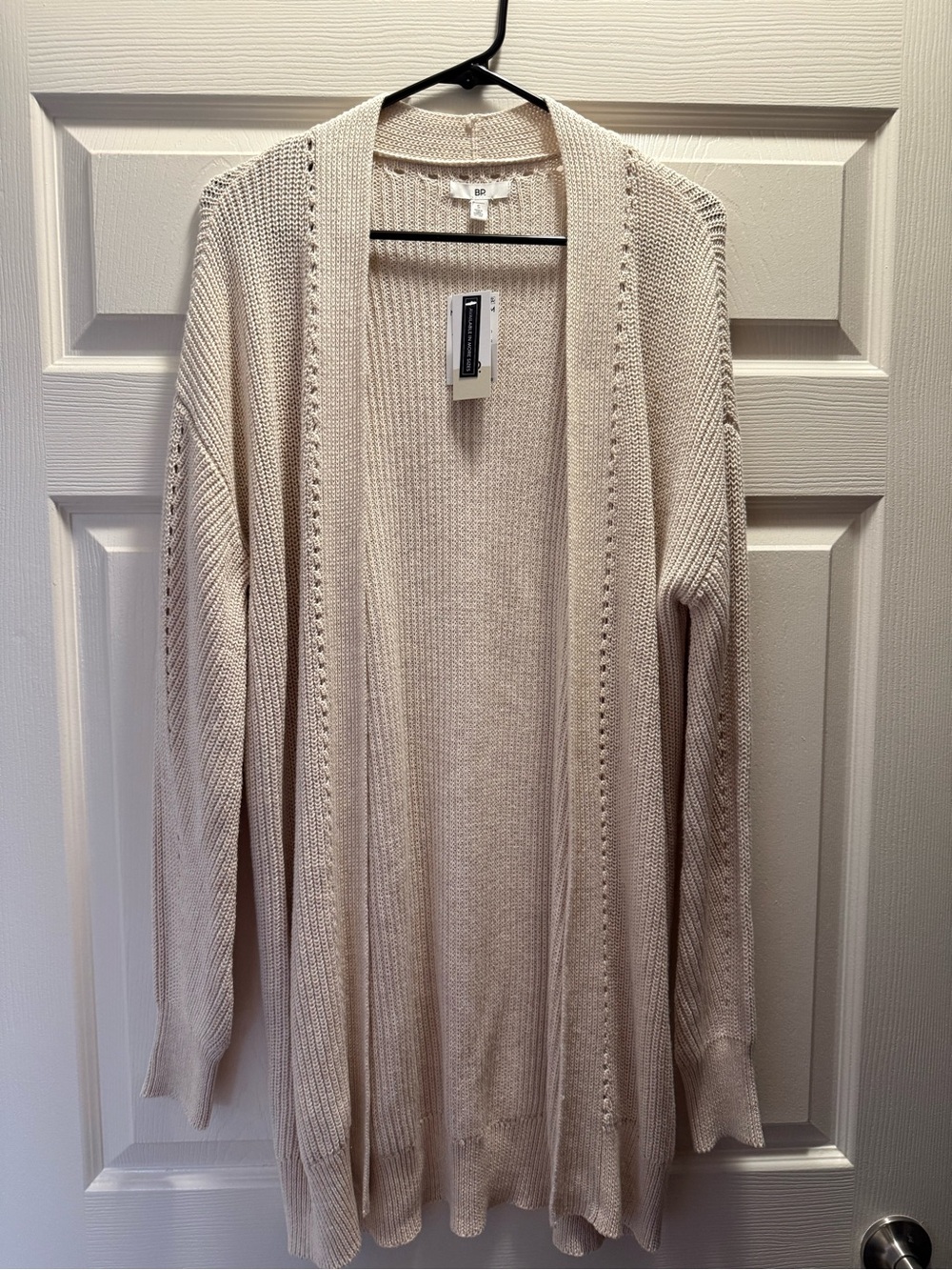 bp Open-Front Knit Cardigan in Beige Oatmeal